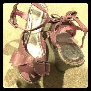 Mauve bow espadrille wedges